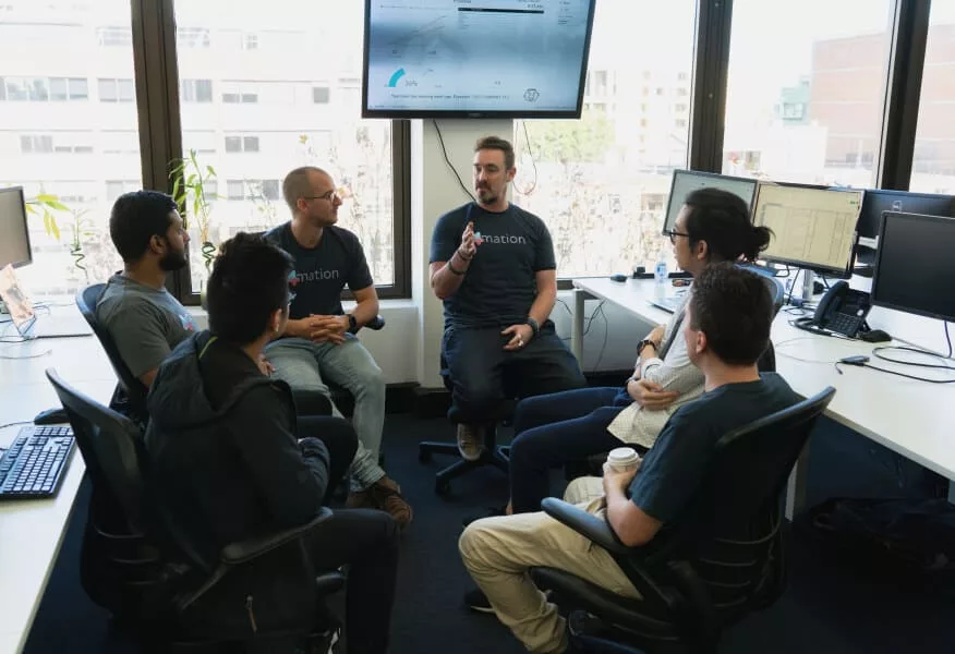 Tech team sitting together